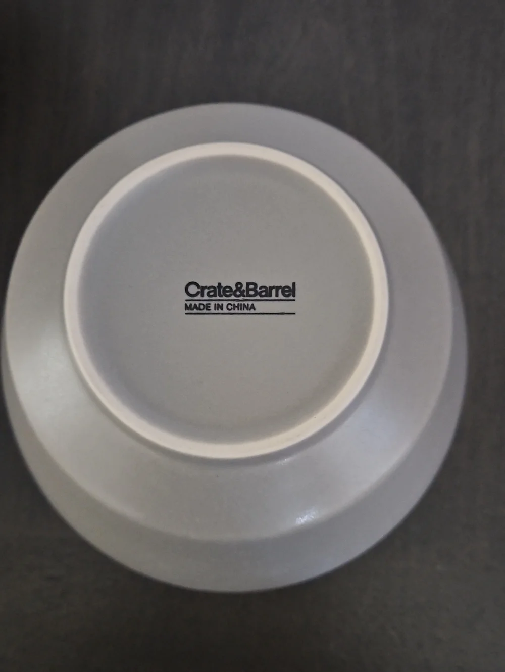 Set Of 2 Crate&Barrel Matte Gray Paige Ceramic Bowls